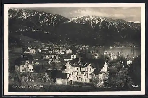 AK Clarens-Montreux, Ortsansicht mit Bergpanorama