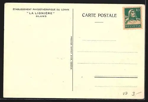 Künstler-AK Gland, Établissement Physothérapique du Leman, La Lignière