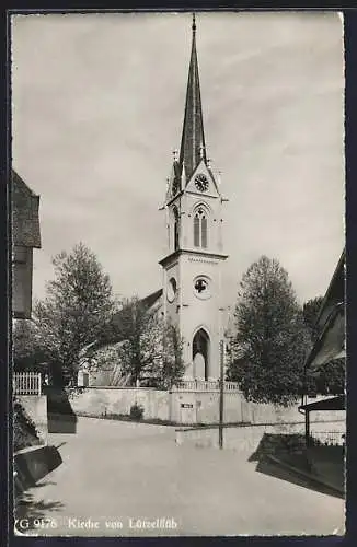 AK Lützelflüh, Kirche mit Strassenpartie