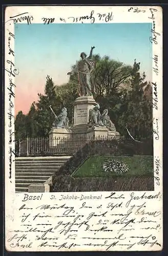 AK Basel, St. Jakobs-Denkmal