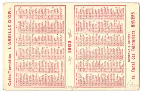 Kalender Cafe Torrefies L`abeille d`or 1903, Grafik le Comte de Mi-Careme