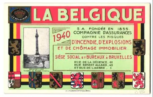 Kalender Brüssel 1940, La Belgique, Wappen