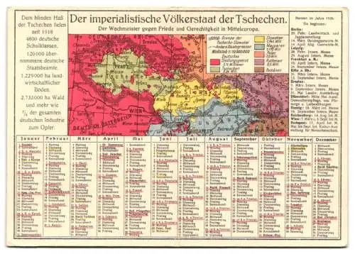 Kalender 1926, der imperialistische Vökerstaat der Tschechen