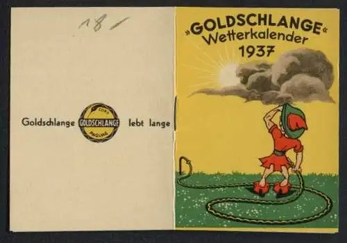 Wetter-Kalender 1937, Werbung für Goldschlange