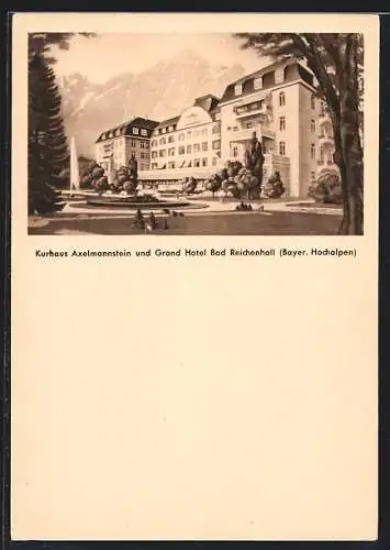 Künstler-AK Bad Reichenhall /Bayer. Hochalpen, Kurhaus Axelmannstein