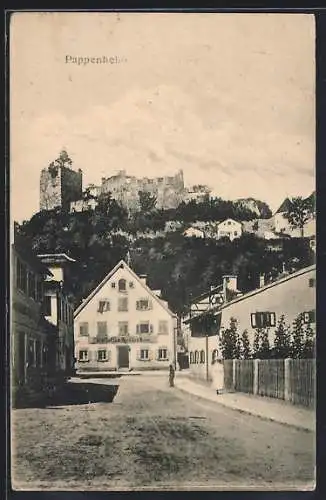 AK Pappenheim / Bayern, Gasthof zum Deutschen Haus mit Ruine