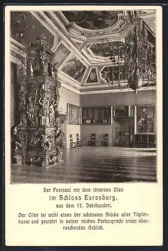 AK Eurasburg / Isartal, Schloss Eurasburg, Festsaal mit dem tönernen Ofen, Innenansicht