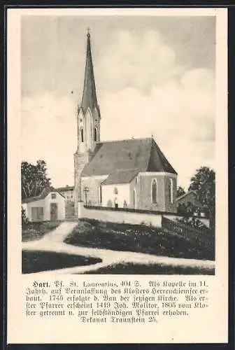 Künstler-AK Hart / Traunstein, Kirche St. Laurentius