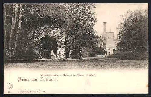 AK Potsdam, Muschelgrotte und Meierei im Neuen Garten