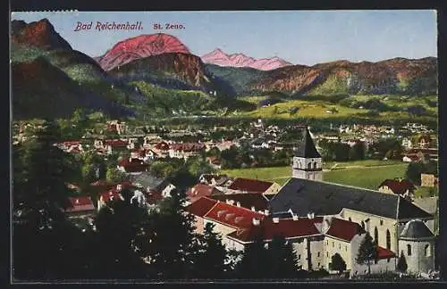 AK Bad Reichenhall, Teilansicht mit St. Zeno und Kloster