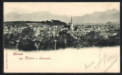 AK Prien a. Chiemsee, Teilansicht mit Kirche