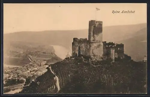 AK Landshut, Teilansicht mit Ruine