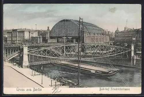 AK Berlin, Bahnhof Friedrichstrasse mit Brücken