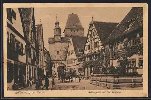 AK Rothenburg / Tauber, Rödergasse mit Markusturm, Strassenpartie