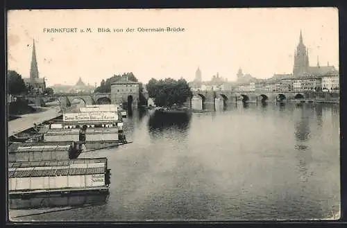 AK Frankfurt-Sachsenhausen, Blick von der Obermain-Brücke