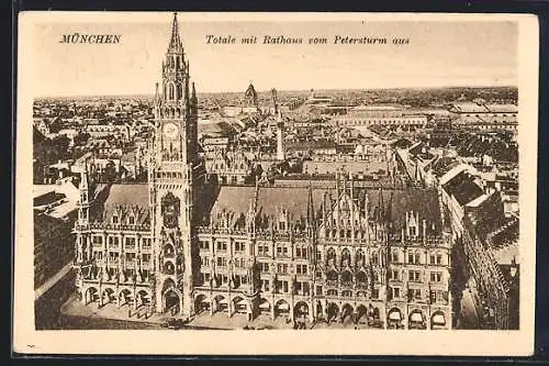 AK München-Au, Totalansicht mit Rathaus vom Petersturm aus