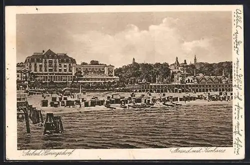 AK Heringsdorf / Seebad, Strand mit Kurhaus