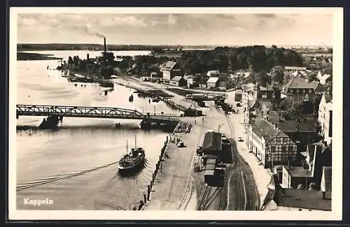 AK Kappeln / Schlei, Teilansicht mit Uferstrasse und Brücke aus der Vogelschau