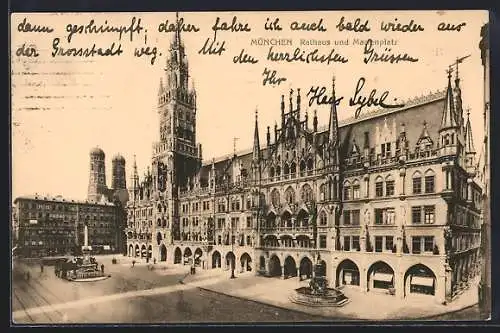 AK München-Au, Rathaus und Marienplatz