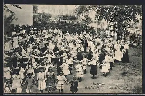 AK Bremen, Kinderfest im Schweizerhaus, Ringelreihen im Garten