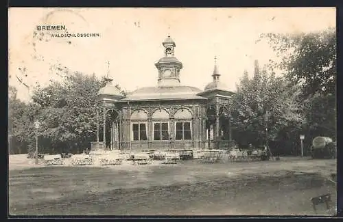 AK Bremen, Gasthaus Waldschlösschen mit Garten