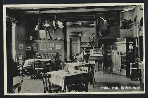 AK Syke, Hotel Schützenhaus F. Seekamp, Innenansicht