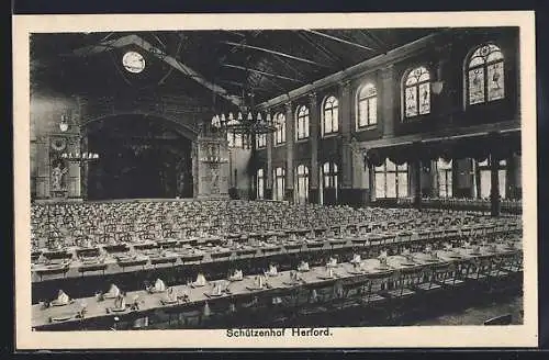 AK Herford, Gaststätte Schützenhof, Innenansicht Saal