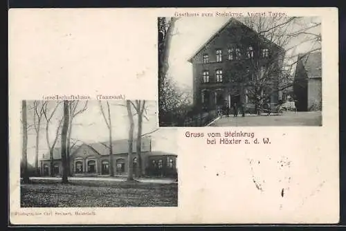 AK Höxter a. d. W., Gasthaus zum Steinkrug August Trappe, Gesellschaftshaus Tanzsaal