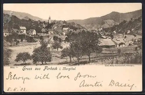 AK Forbach i. Murgthal, Teilansicht mit Bäumen