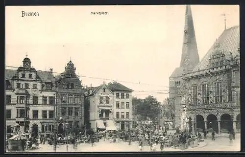 AK Bremen, Marktplatz mit Rathaus