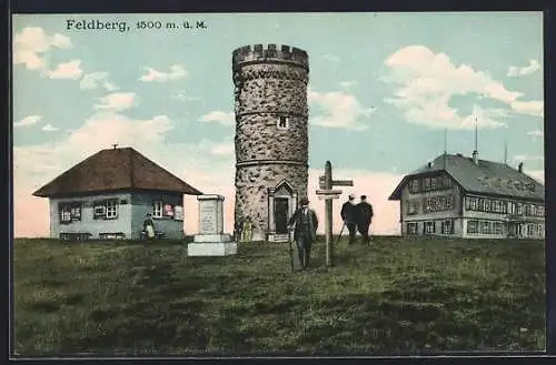 AK Feldberg / Schwarzwald, Gasthaus zum Feldbergturm mit Wegweiser