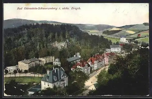 AK Bad Ottenstein-Schwarzenberg i. sächs. Erzgeb., Teilansicht mit Strassenpartie