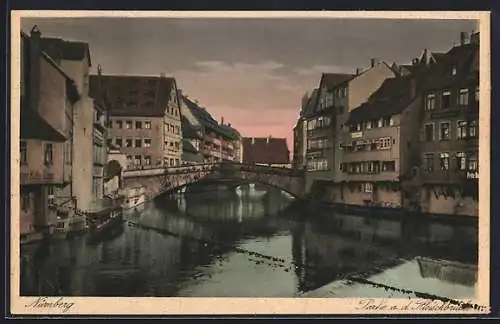 AK Nürnberg, Fleischbrücke mit Kaffee-Lager