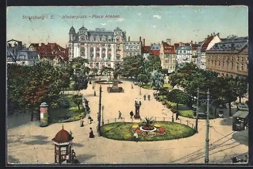 AK Strassburg, Kleberplatz mit Strassenbahn & Hotel Rotes Haus