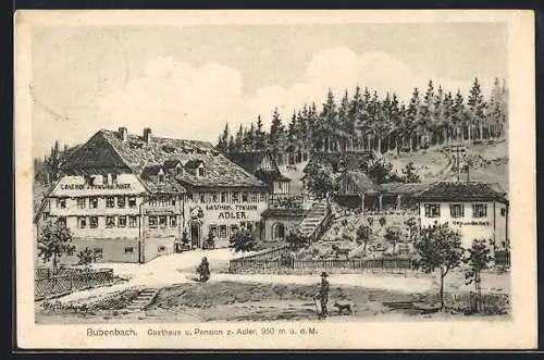 Künstler-AK Bubenbach, Gasthaus u. Pension z. Adler