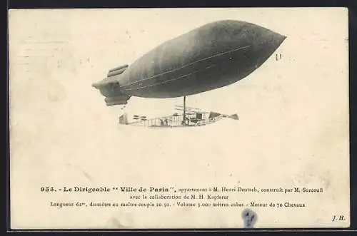 AK Zeppelin Ville de Paris gewinnt an Höhe