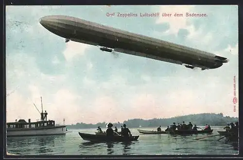 AK Graf Zeppelins Luftschiff über dem Bodensee