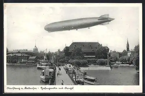 AK Konstanz, Zeppelin über dem Hafen