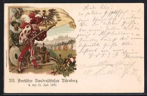 Künstler-AK Paul Ritter: Nürnberg, XII. Deutsches Bundesschiessen 1897