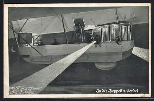 AK In der Zeppelingondel mit Scheinwerfern