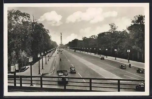 AK Berlin-Tiergarten, Blick über die Ost-West-Achse zur Siegessäule