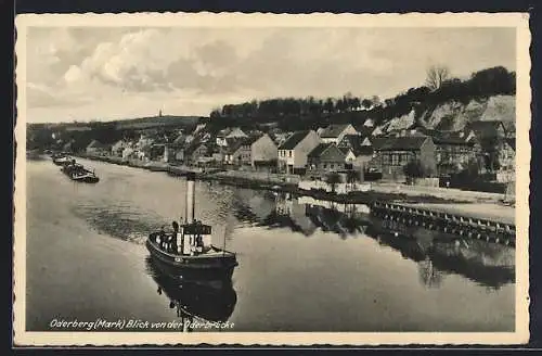 AK Oderberg / Mark, Blick von der Oderbrücke, Dampfer