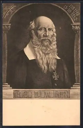 AK Portrait Turnvater Friedrich Ludwig Jahn, mit Orden Eisernes Kreuz