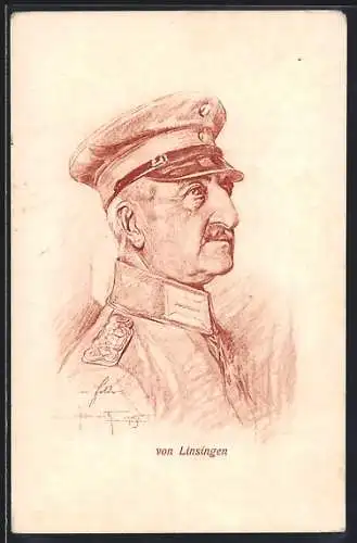 Künstler-AK General von Linsingen in Uniform