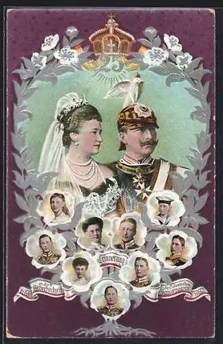 AK Zur Erinnerung an die Silberhochzeit des deutschen Kaiserpaares 1906