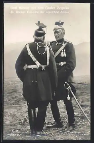 AK Graf Haeseler mit dem Grafen Zeppelin, die ältesten Generäle der deutschen Amee, Heerführer