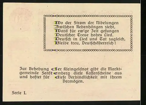 Notgeld Senftenberg 1920, 20 Heller, Burglandschaft und Wappen, gültig bis 31. Dezember 1920, Serie I