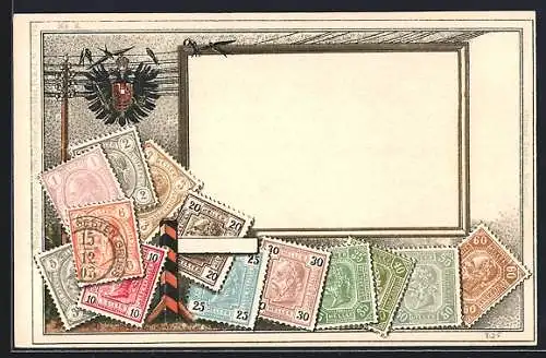 AK Briefmarken und Wappen des Deutschen Reiches