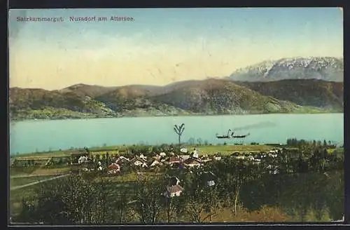 AK Nussdorf am Attersee, Gesamtansicht mit Seeblick