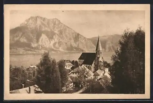 AK Altmünster am Traunsee, Ort mit Kirche